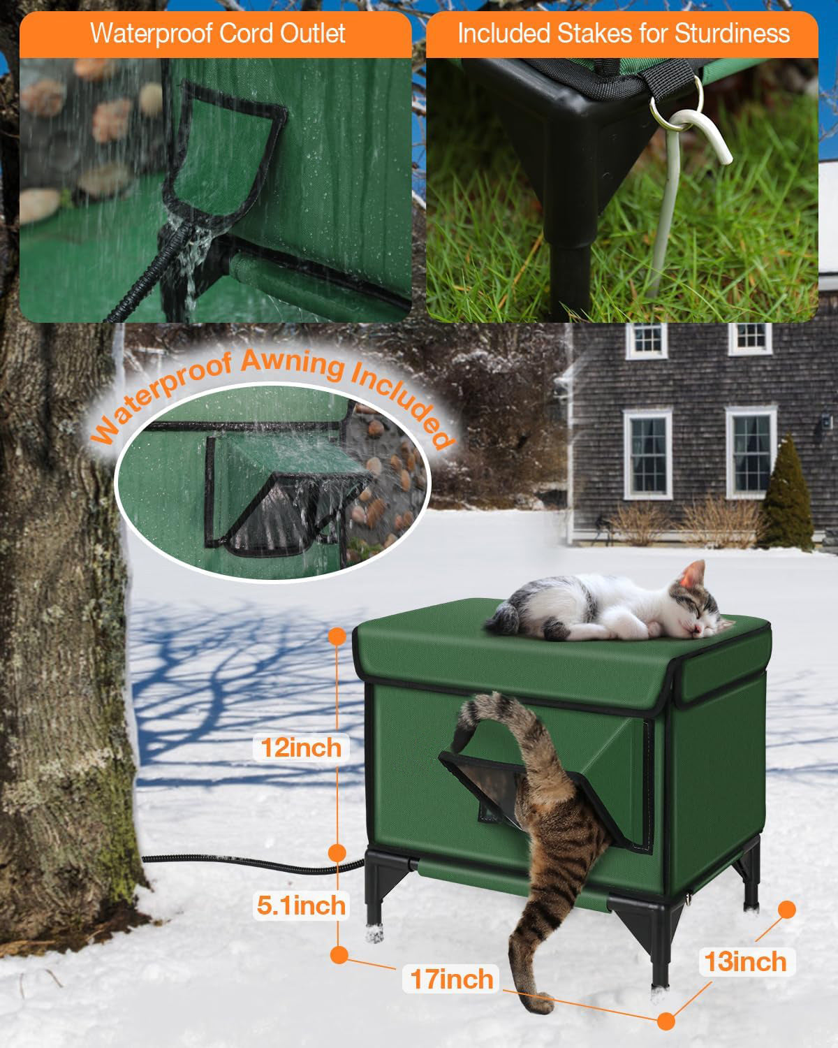 Outdoor Cat House With Heating Pad