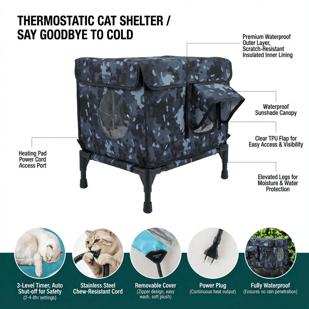 Outdoor Cat House With Heating Pad
